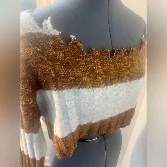 Urban Outfitters BDG Sz S slouchy long sleeve ribbed knit sweater ultra-cropped - Picture 7 of 14